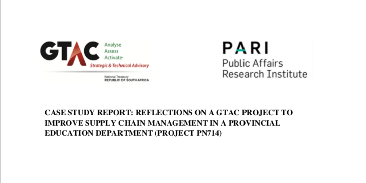 Reflections on a GTAC project to improve supply chain management in a provincial education department