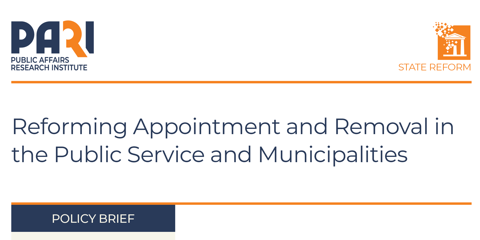 Policy Brief | Reforming Appointment and Removal in the Public Service and Municipalities