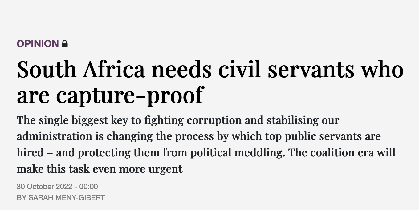 South Africa Needs Civil Servants Who Are Capture-Proof