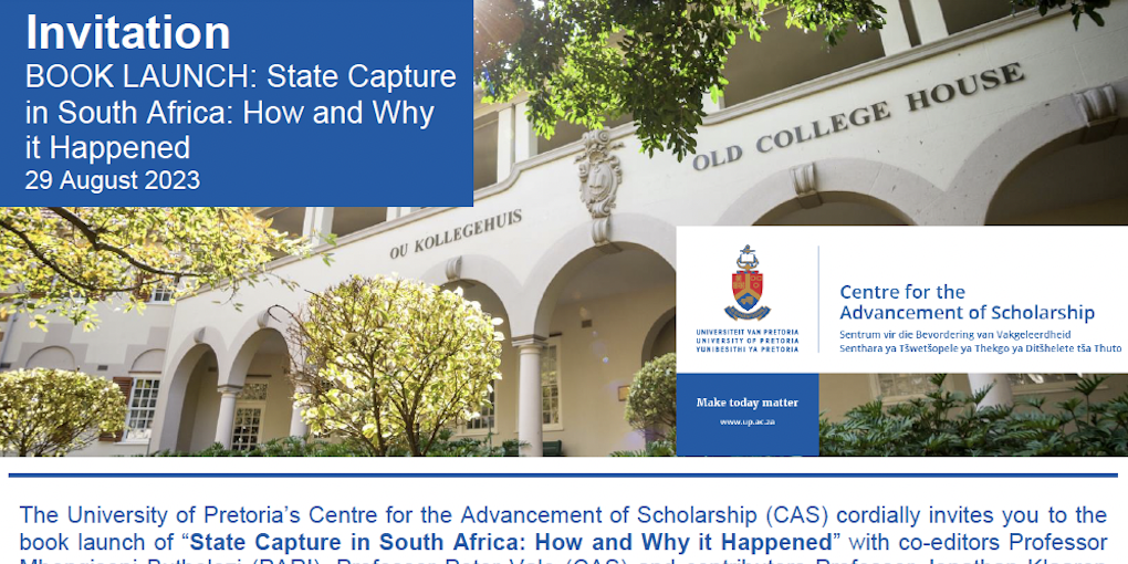 Book launch at UP | State Capture in South Africa: How and Why It Happened