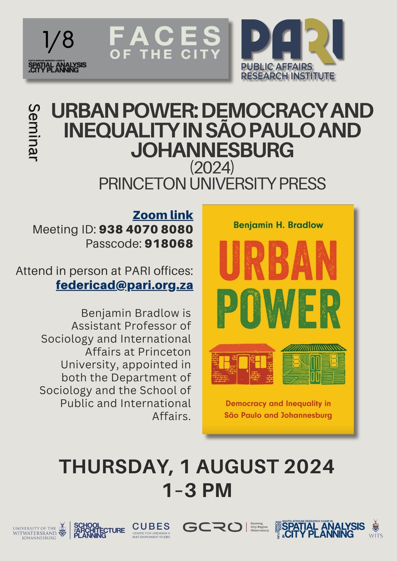 Seminar | Urban Power: Democracy and Inequality in São Paulo and Johannesburg