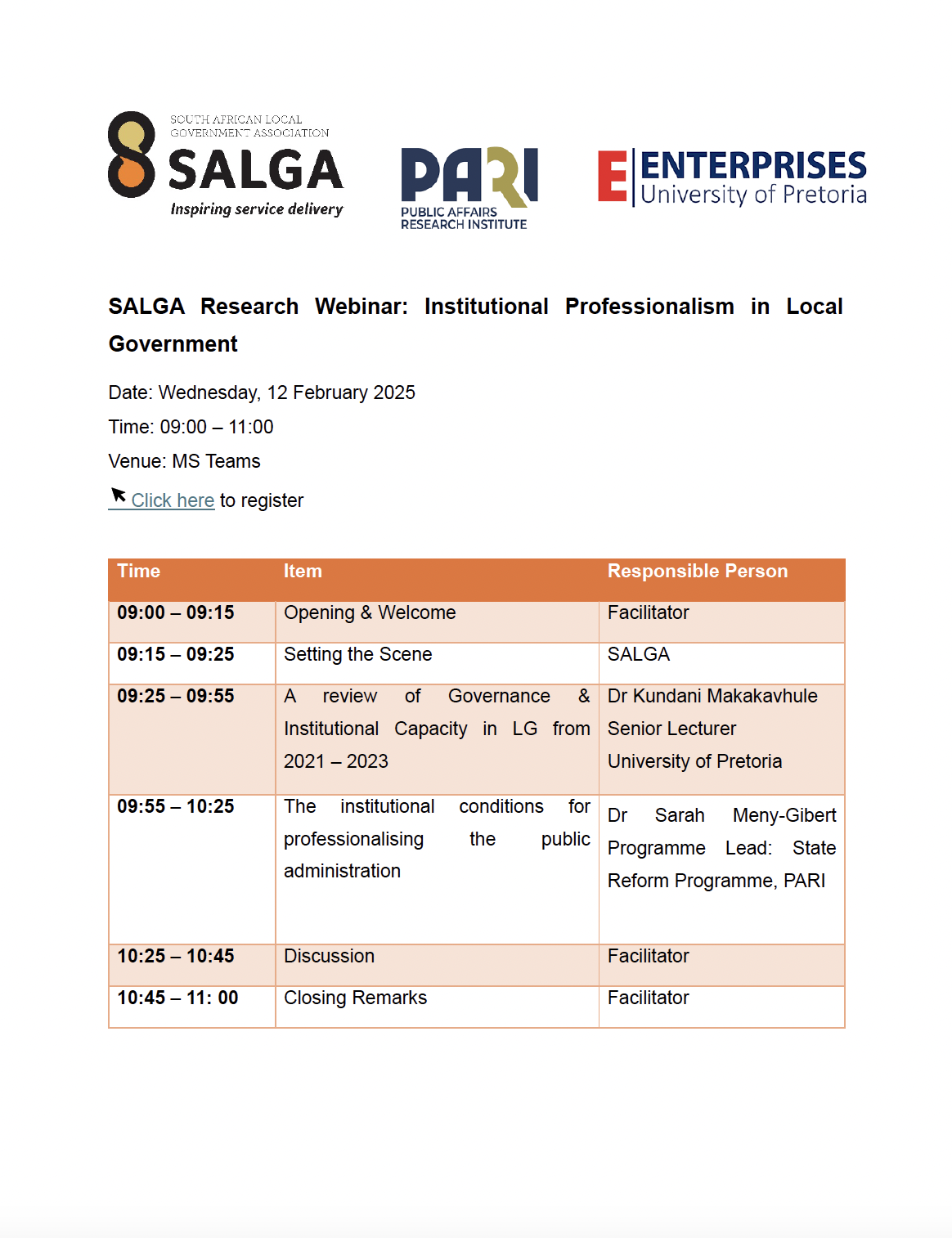 Research Webinar | Institutional Professionalism in Local Government